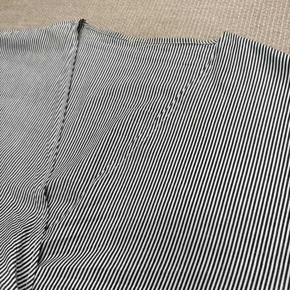 Black and White Striped Cotton Wrap Shirt - Picture 6 of 7